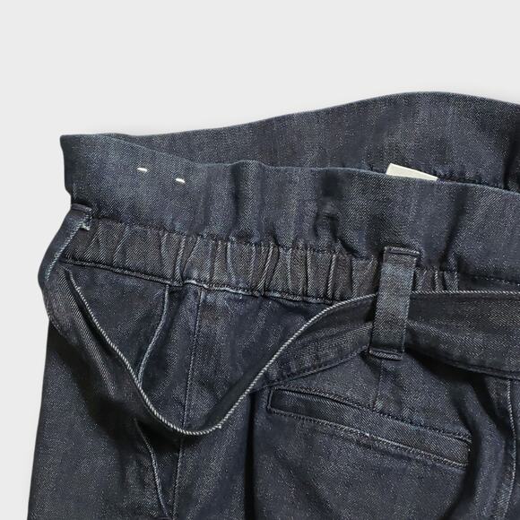 Express Paperbag Cropped Wide Leg Super High Rise Jeans Sz 6 Belted Dark Wash - Picture 6 of 15